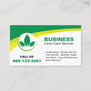Clean & Modern Lawn Care Customizable Service List Business Card