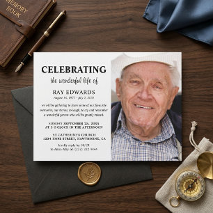 Clean Modern Photo Celebration of Life Funeral Invitation