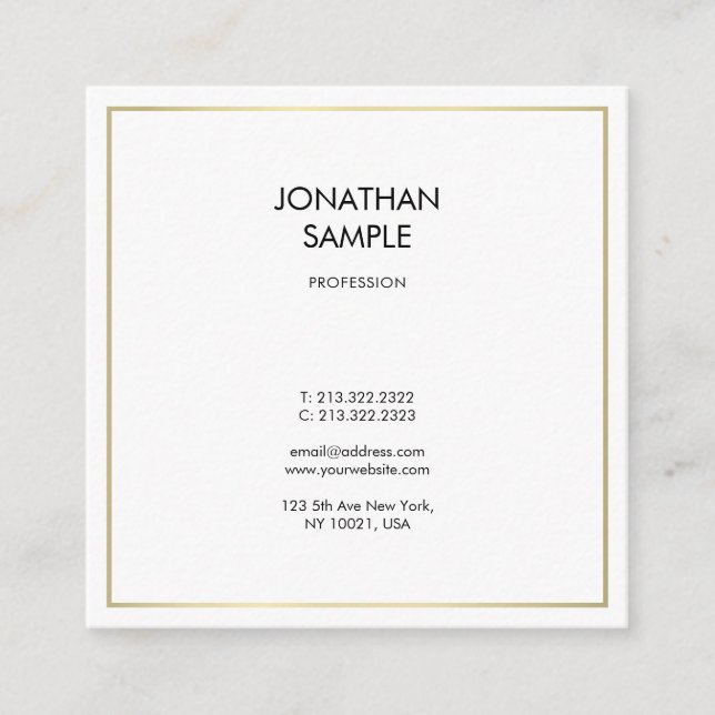 Clean Modern Professional Design Creative Plain Square Business Card (Front)