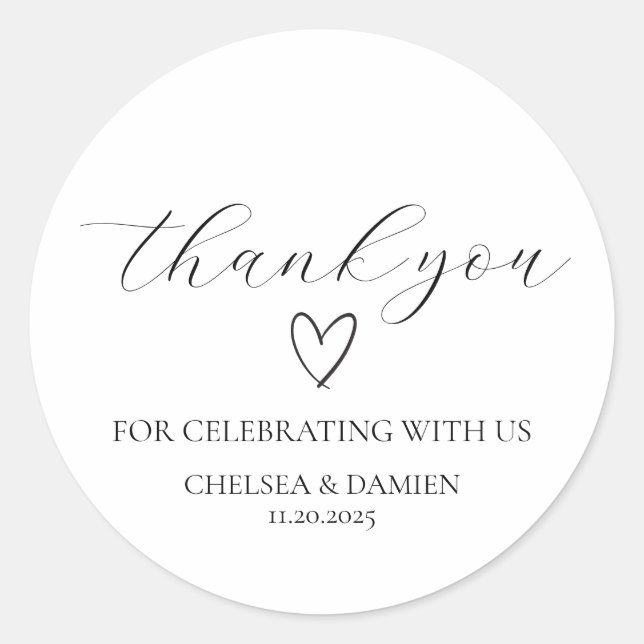 Clean & Modern Wedding Thank You Stickers (Front)