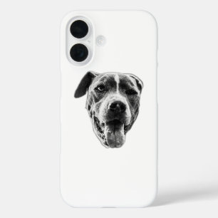 Clean Monochrome Pup—Pitbull Mix iPhone 16 Case
