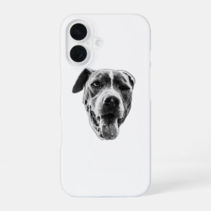 Clean Monochrome Pup—Pitbull Mix iPhone 16 Case