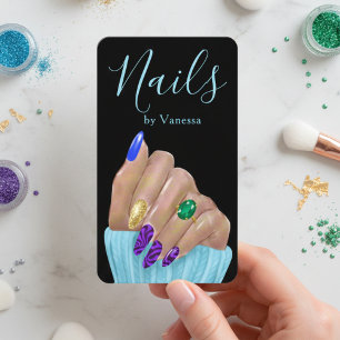 Clean Nail Artist QR Code Modern Nail Technician Business Card