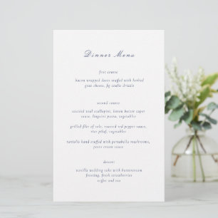 Clean Navy Blue Elegant Wedding Menu