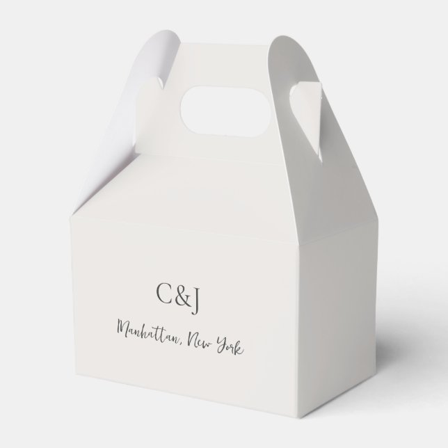 Clean Neutral Elegant Wedding Favor Box (Front Side)