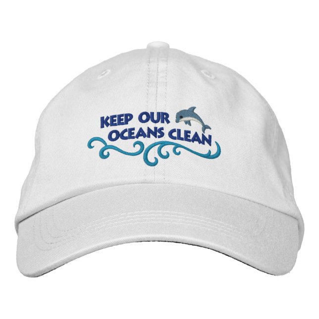 Clean Oceans Embroidered Hat (Front)