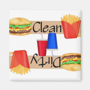 Clean or Dirty Burgers and Fries Dishwasher Magnet