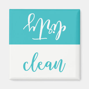 Clean Or Dirty Dishwasher Magnet (Aqua & White)