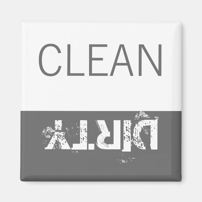 Clean or Dirty Magnets DIshwasher Label Grey (Front)