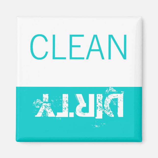 Clean or Dirty Magnets DIshwasher Labels Aqua Blue (Front)