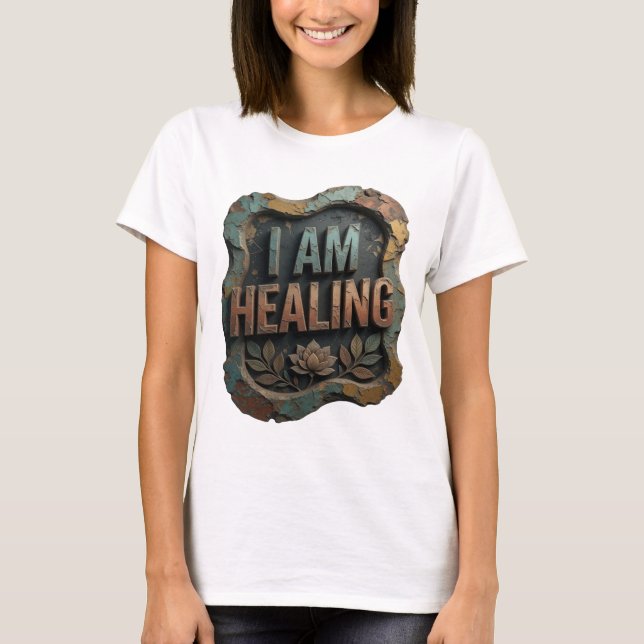 Clean Orange I AM HEALING Slogan Tee (Front)