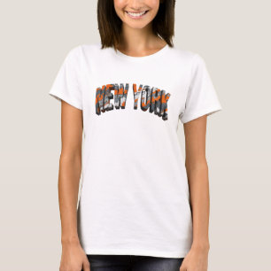 Clean Orange NEW YORK Text Design T-Shirt