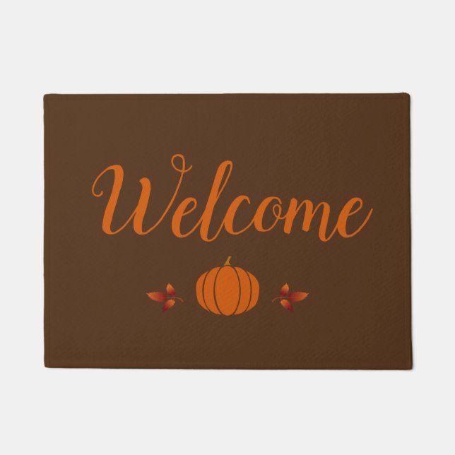 clean orange pumpkin welcome doormat (Front)