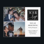 Clean Photo Collage Logo Professional Photographer Flyer<br><div class="desc">Double sided flyer for a professional photographer,  where you can showcase three of your photos along with your logo. Add your name and specialty or title or service on the cover. The back features faux gold spatter,  another logo,  and your contact information in black.</div>