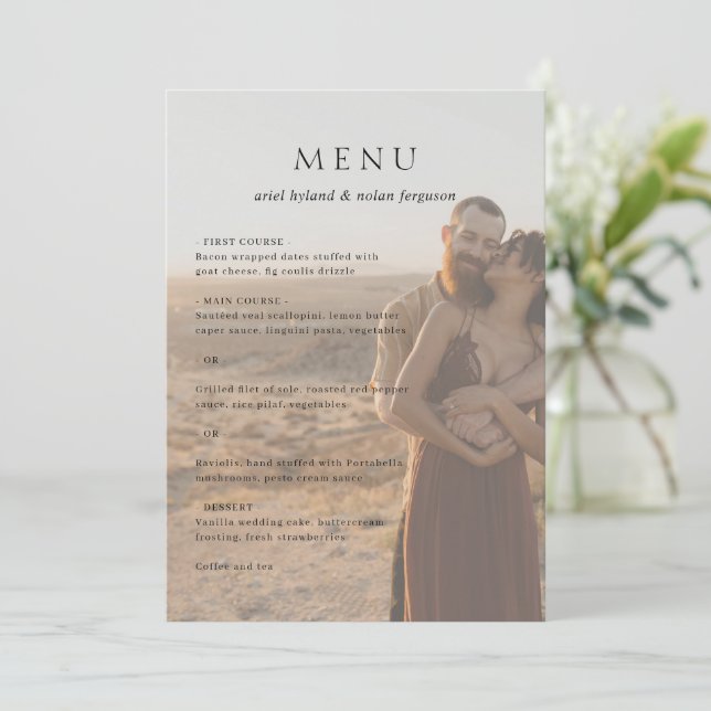 Clean Photo Modern Wedding Menu (Standing Front)