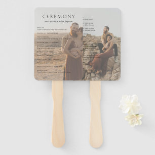 Clean Photo Modern Wedding Program Hand Fan