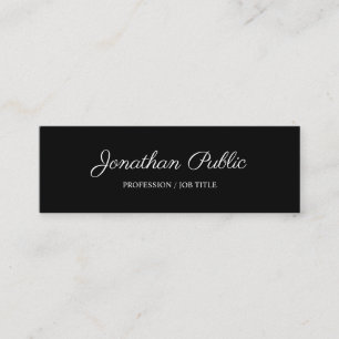 Clean Plain Modern Black Design Trending Chic Mini Business Card