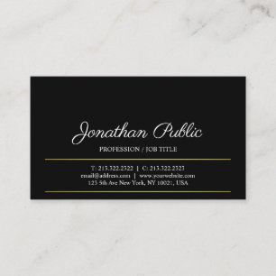 Clean Plain Modern Black Gold Design Sophisticated Business Card