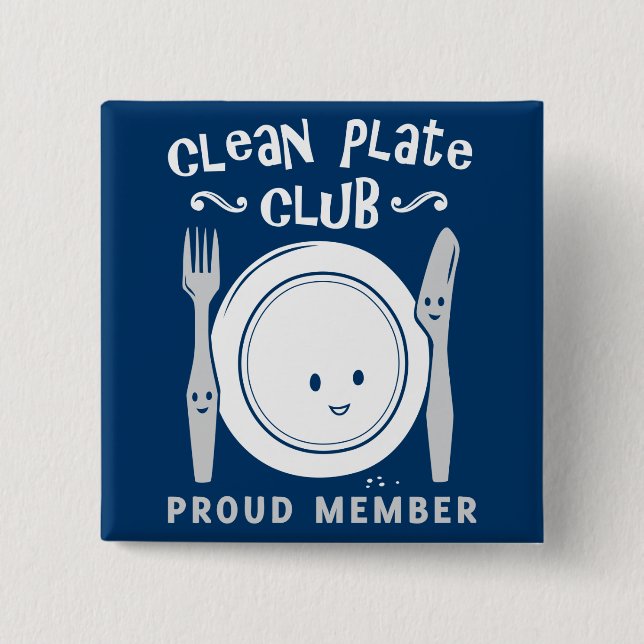 Clean Plate Club 2 Inch Square Button (Front)