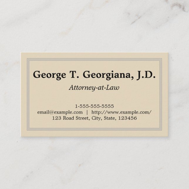 Clean & Professional Lawyer/Attorney Business Card (Front)