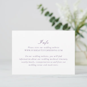 Clean Purple Elegant Wedding Enclosure Card