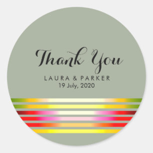 Clean Rainbow Yoga Circular Gold Thank You Wedding Classic Round Sticker