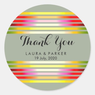 Clean Rainbow Yoga Circular Gold Thank You Wedding Classic Round Sticker