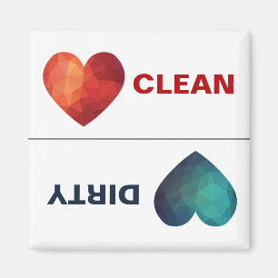 Clean red heart and dirty blue heart dishwasher magnet