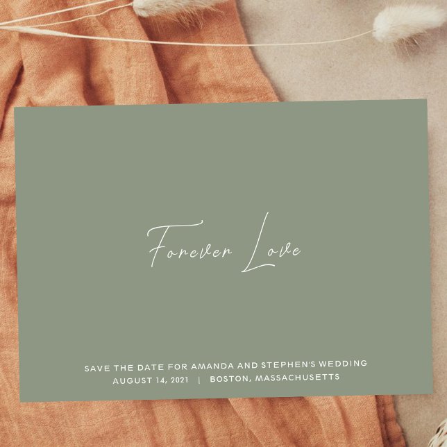 Clean Sage Green & White Minimal Typography Save The Date (Creator Uploaded)