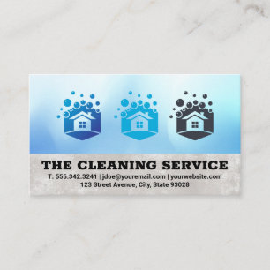 Clean Service   Houses and Soap Bubbles Business Card