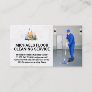 Clean Service   Janitor Cleaning Floor Business Card