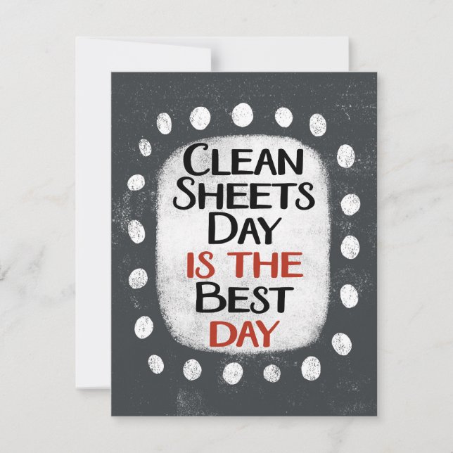Clean Sheets Day Greeting Card (Front)