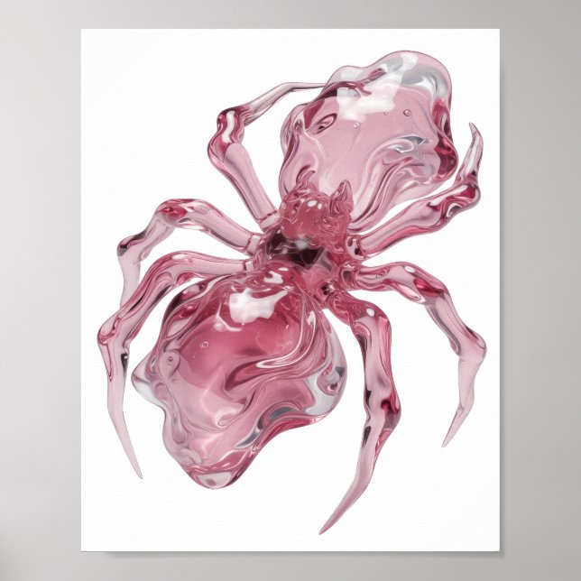 Clean Silver GLASS SPIDER Design Poster (Front)