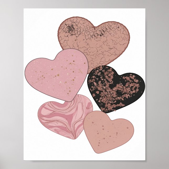 Clean Silver HEARTS Modern Design Poster (Front)