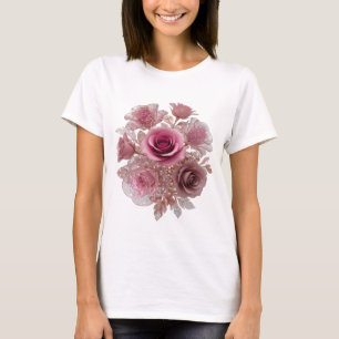Clean Silver ROSE BUNCH 3D Text Art T-Shirt