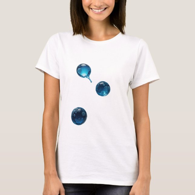 Clean Silver WATER DROP Text Design T-Shirt (Front)