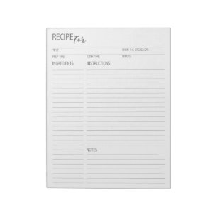 Clean + Simple Detailed Recipe Pages Notepad
