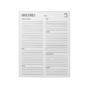 Clean + Simple Grocery List Notepad