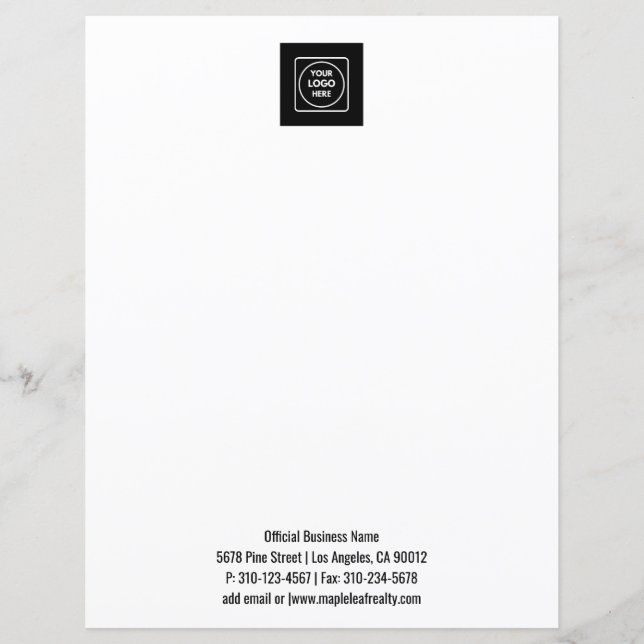 Clean Simple Logo Text Professional letterhead (Front)