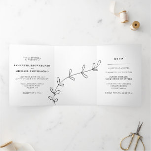 Clean Simple Love Wedding Tri-Fold Card