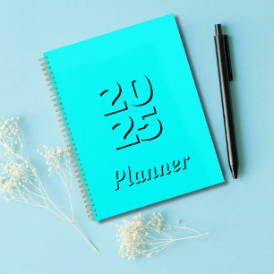 Clean Simple Neon Blue Weekly and Monthly 2026 Planner