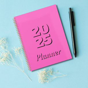 Clean Simple Neon Pink Weekly and Monthly 2025 Planner