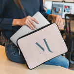 Clean Simple Pink Initial Name Typography Script Laptop Sleeve<br><div class="desc">The colours used in these designs are often light and muted to give them a soft, sophisticated look. The monogrammed designs provide a personal touch that is both stylish and unique.</div>