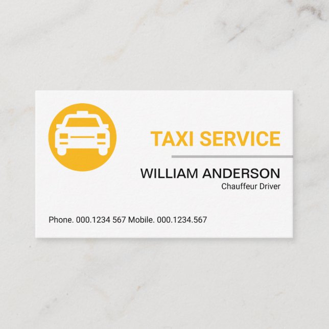 Clean Simple Plain Professional Taxi Cab Driver Business Card (Front)