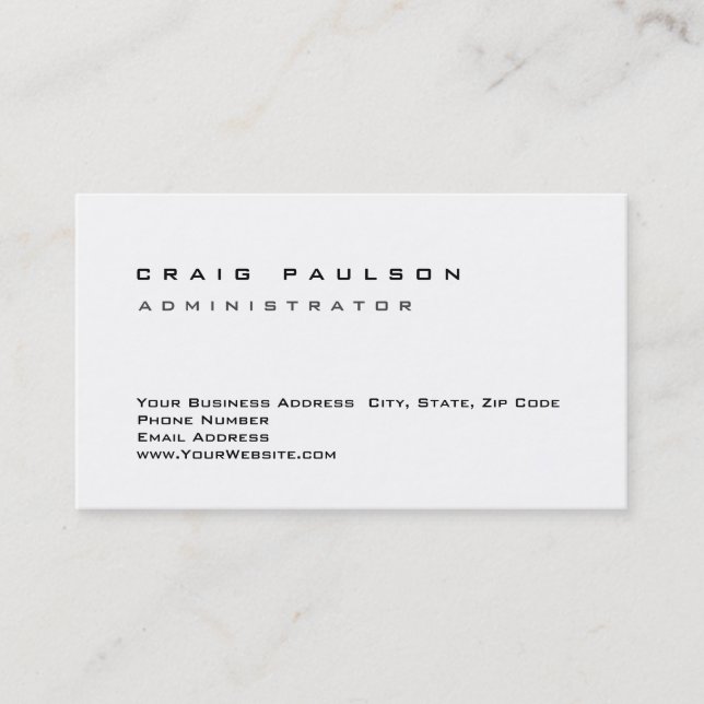Clean Simple Stylish Black White Business Card (Front)