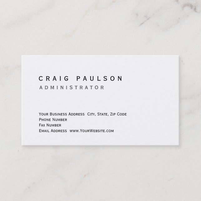 Clean Simple Stylish White Trendy Business Card (Front)