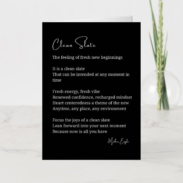 Clean Slate New Beginnings Inspirational Poem  Foil Greeting Card (Front)
