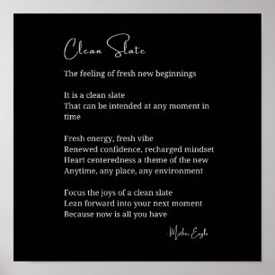 Clean Slate New Beginnings Inspirational Poem  Poster