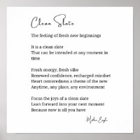Clean Slate new beginnings Inspirational Poem Wall