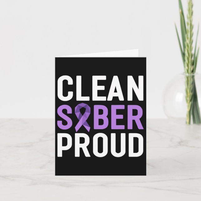 Clean Sober Proud End Addiction Overdose Awareness Card (Front)